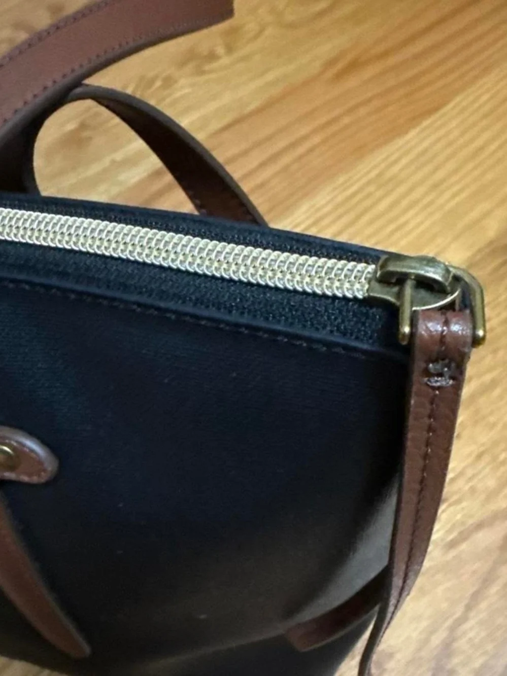 Fossil Black Tote with Brown  Logo Patch